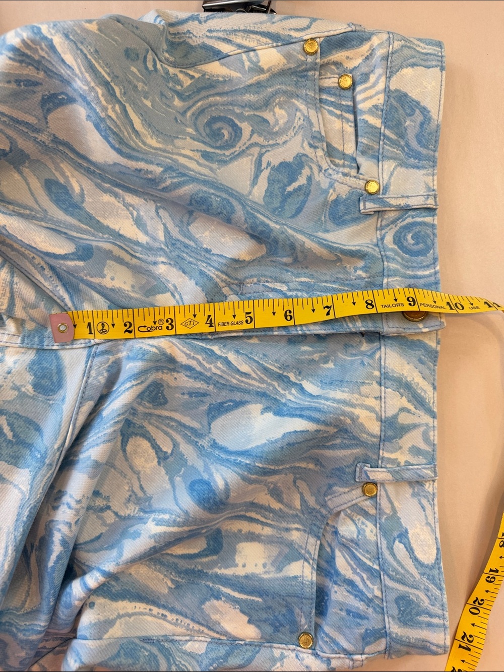 J. McLaughlin Light Blue Marble-Print Skinny Jeans size 8low rise Y2K - Picture 8 of 16